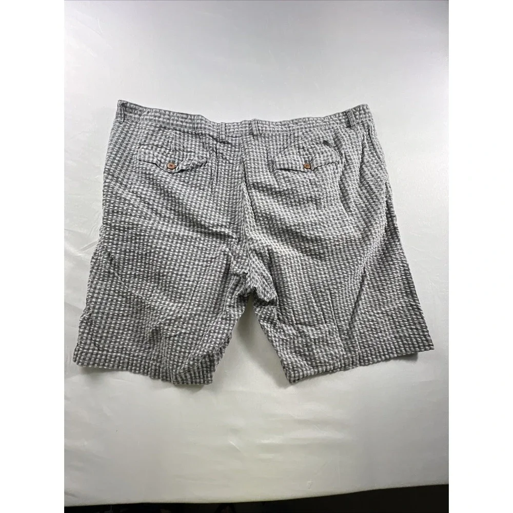 Tommy Bahama Seersucker Shorts Mens 44 Gray Gingham Check 100% Cotton Casual